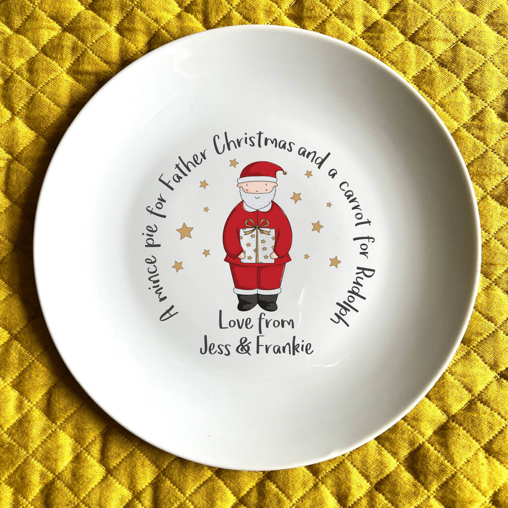 Personalised Christmas Eve Santa Plateslice Of Pie Designs within Christmas Eve Plate Template