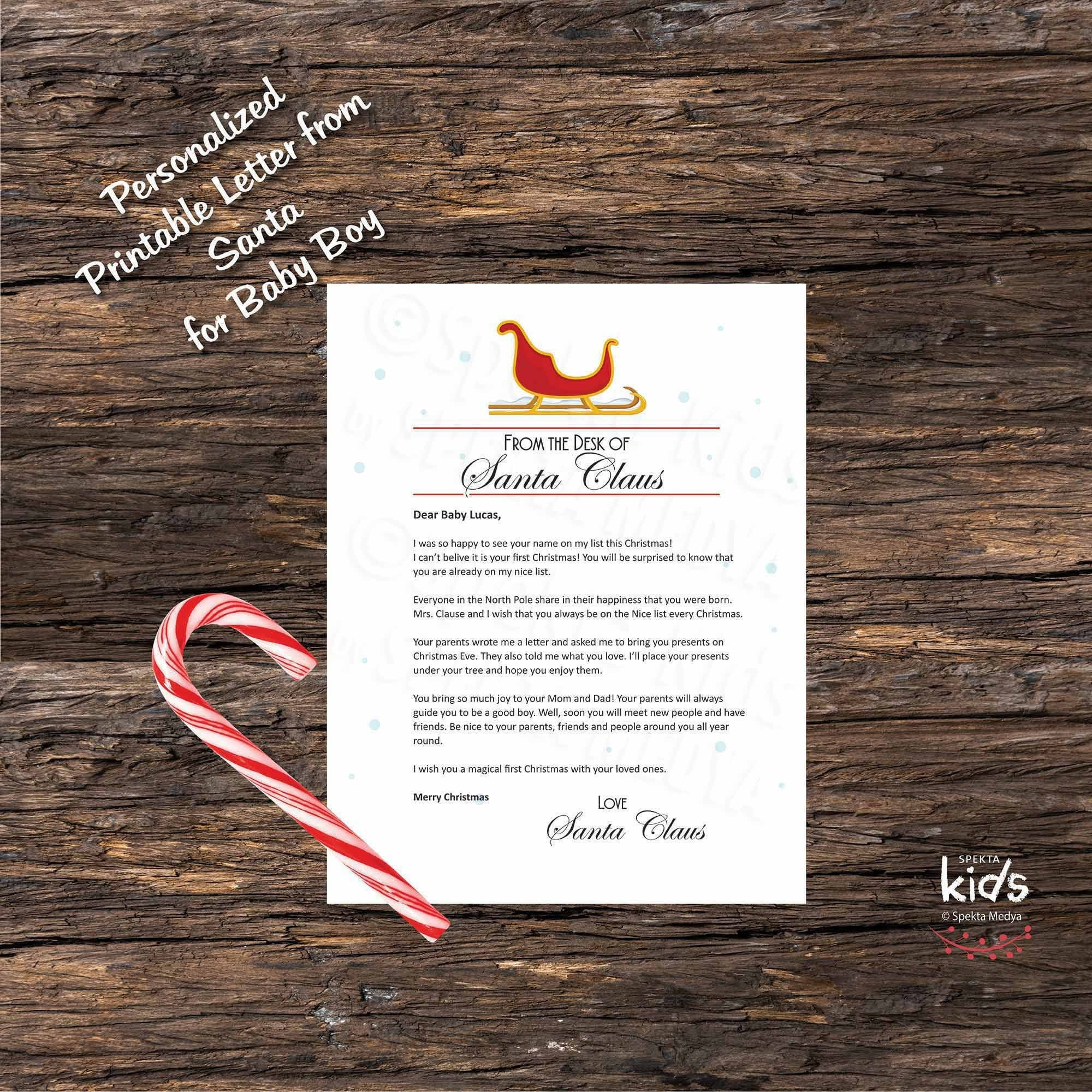 Personalized Baby'S First Christmas Letter Fom Santa Claus, Baby pertaining to Baby'S First Christmas Santa Letter Template