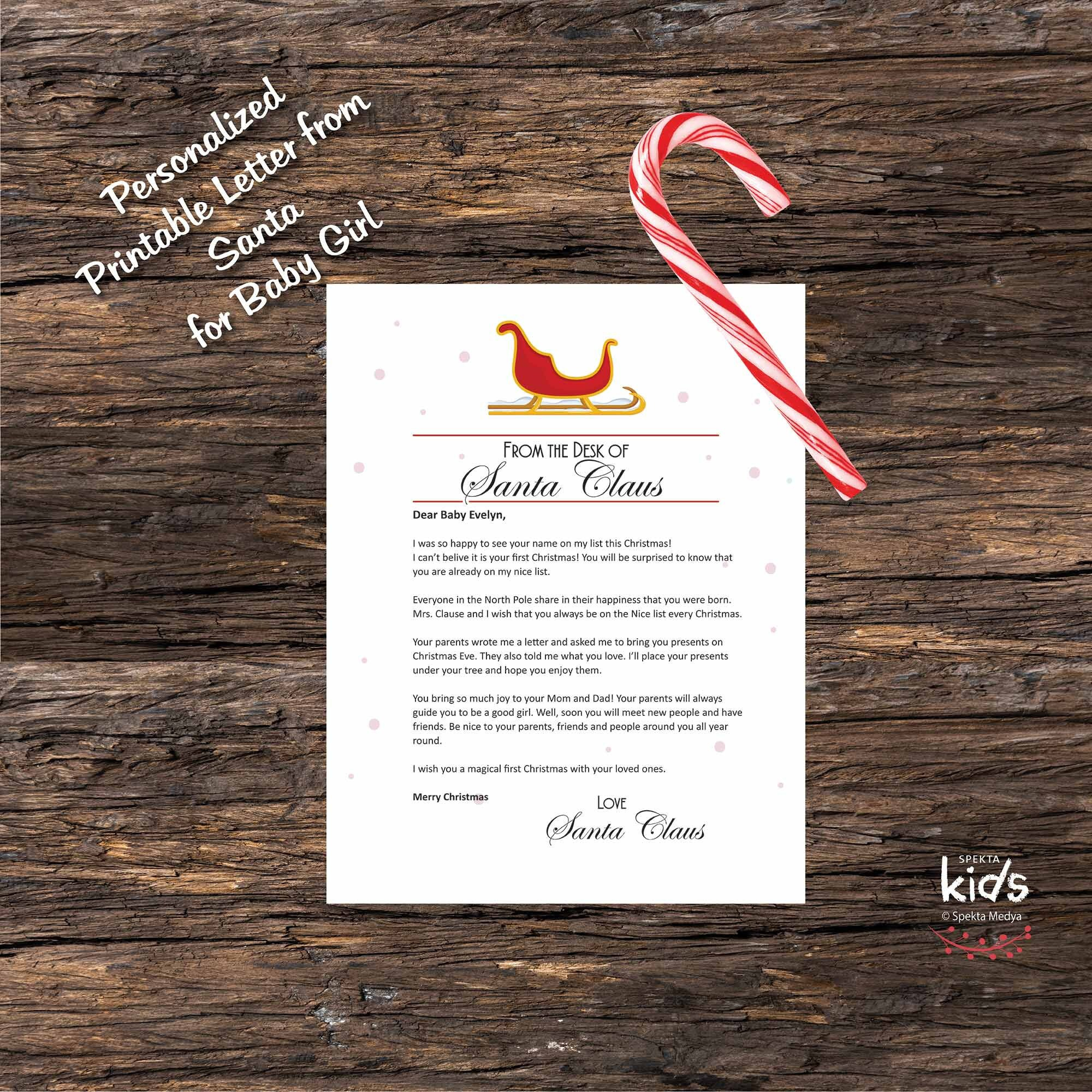Personalized Baby'S First Christmas Letter Fom Santa Claus,Baby with regard to Baby's First Christmas Letter from Santa Template