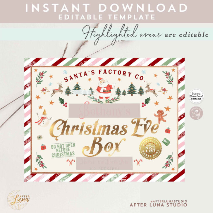 Christmas Eve Box Label Template