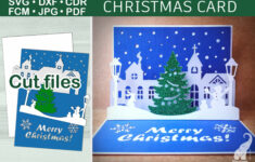 Pop-Up Christmas Card Svg Template | Paper Christmas Village in Christmas Card Cut Out Template