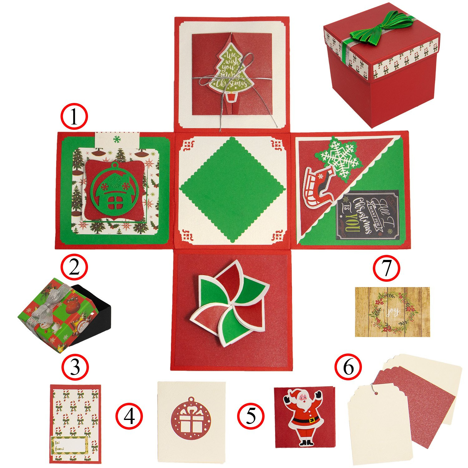 Pop Up Surprise Box Explosion Box Christmas Gift - Pop Up 3D Cards inside Christmas Gift Box Template