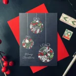 Pressed 'Winter Leaves' Baubles Christmas Card   Holly & Co Pertaining To Christmas Card Bauble Template
