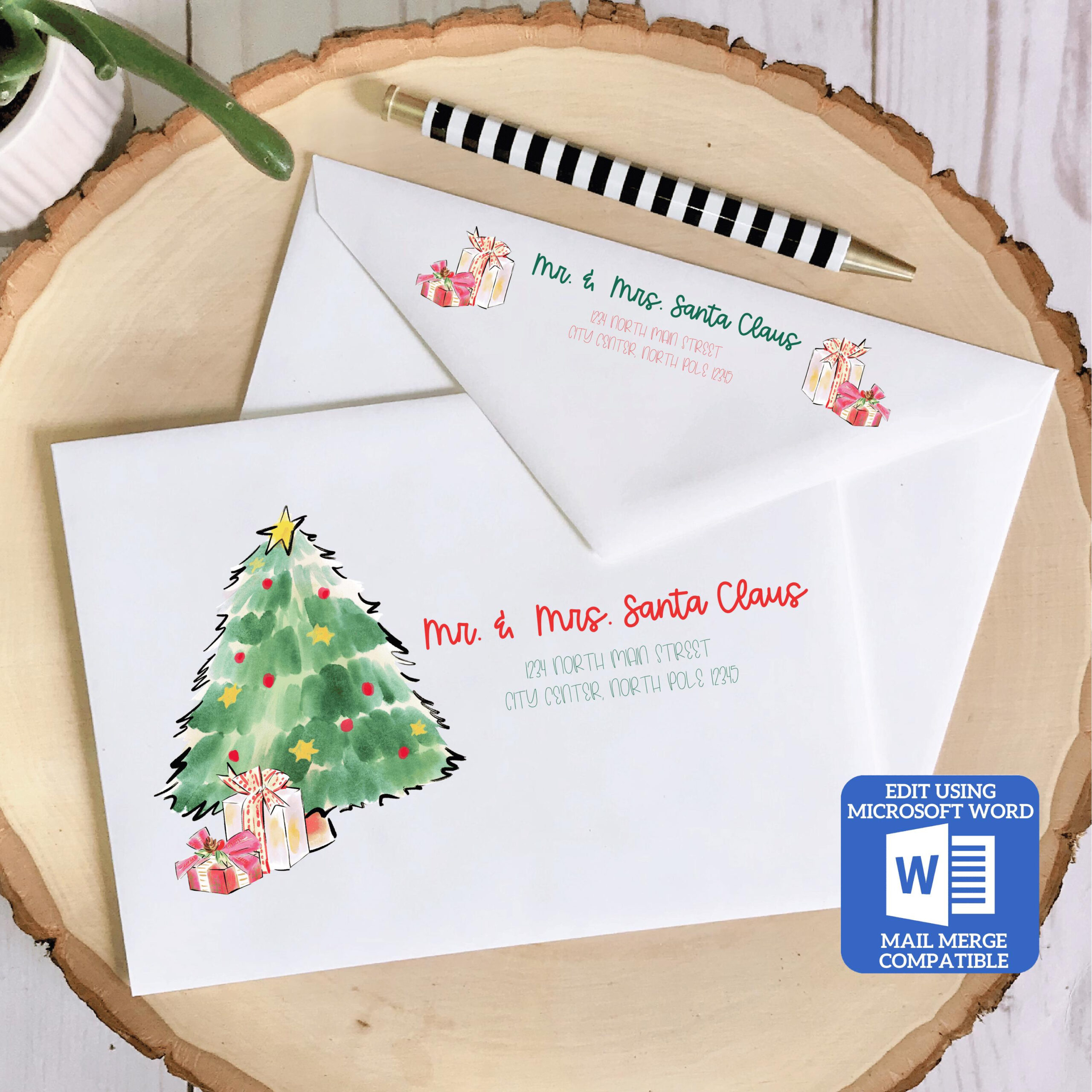 Printable Christmas Envelope Template | Christmas Tree Design regarding Christmas Card Envelope Template