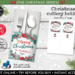 Printable Christmas Silverware Cutlery Holders Editable Holiday Throughout Christmas Cutlery Holder Template