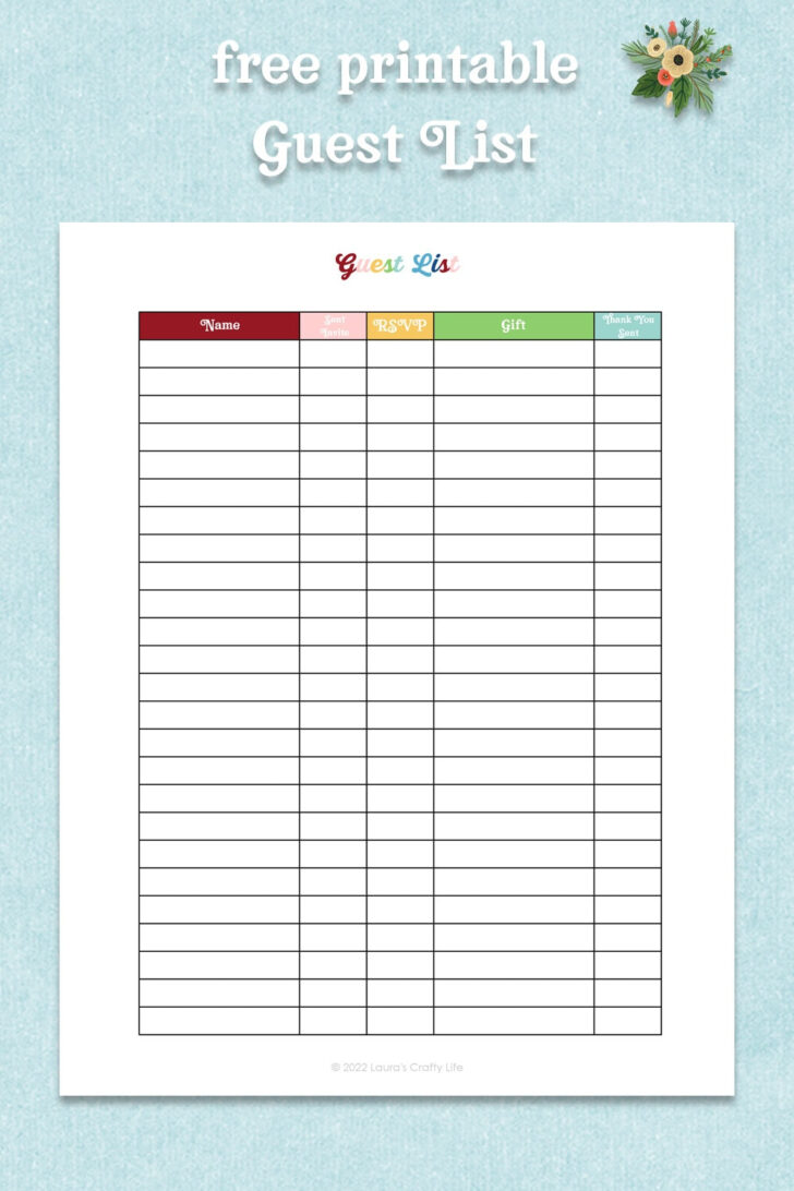 Christmas Guest List Template Christmas Guest List Template