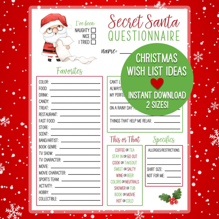 Christmas Gift Exchange List Template Christmas Gift Exchange List Template