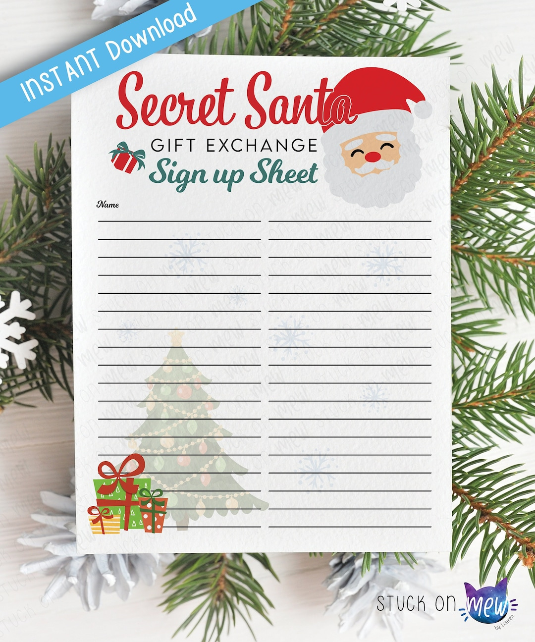 Printable Secret Santa Gift Exchange Sign Up Sheet, Christmas with Christmas Gift Exchange Template
