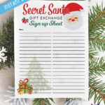Printable Secret Santa Gift Exchange Sign Up Sheet, Christmas With Regard To Christmas Gift Exchange Sign Up Sheet Template