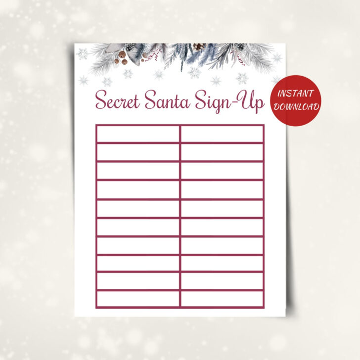 Christmas Gift Exchange Sign Up Sheet Template Christmas Gift Exchange Sign Up Sheet Template