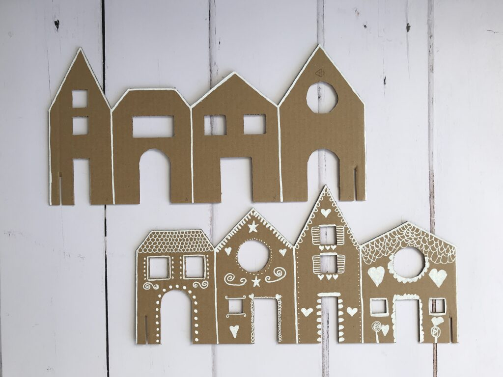 Recycled Cardboard Christmas 'Gingerbread' Village – The Bear inside Cardboard Christmas Houses Template