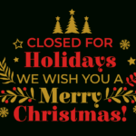 Red And Gold Closed For Christmas Sign Template | Square Signs Inside Christmas Closing Sign Template
