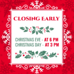 Red And White Christmas Closing Early Sign Template | Square Signs For Christmas Closed Sign Template