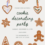 Red Brown Green Illustrated Christmas Cookie Decorating Party Virtual  Invitation With Regard To Christmas Cookie Flyer Template