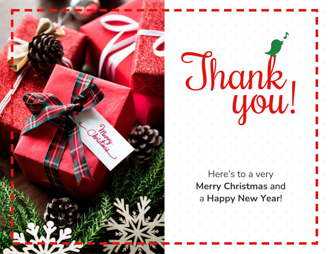 Red Thank You Christmas Card - Venngage throughout Christmas Card Thank You Template