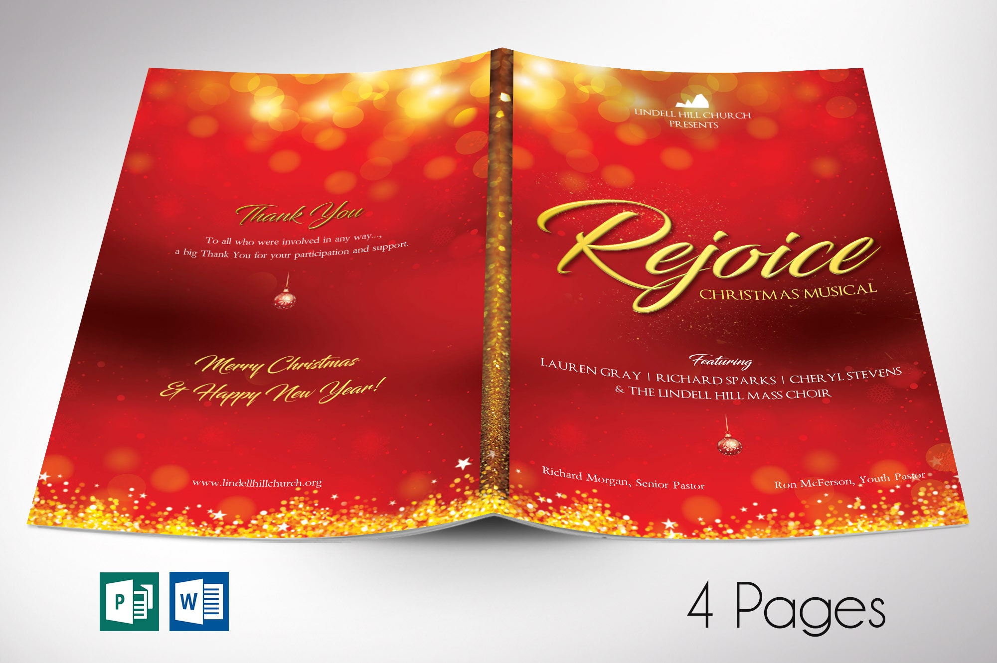 Rejoice Christmas Program Template: Red & Gold Church Musical with regard to Christmas Cantata Program Template