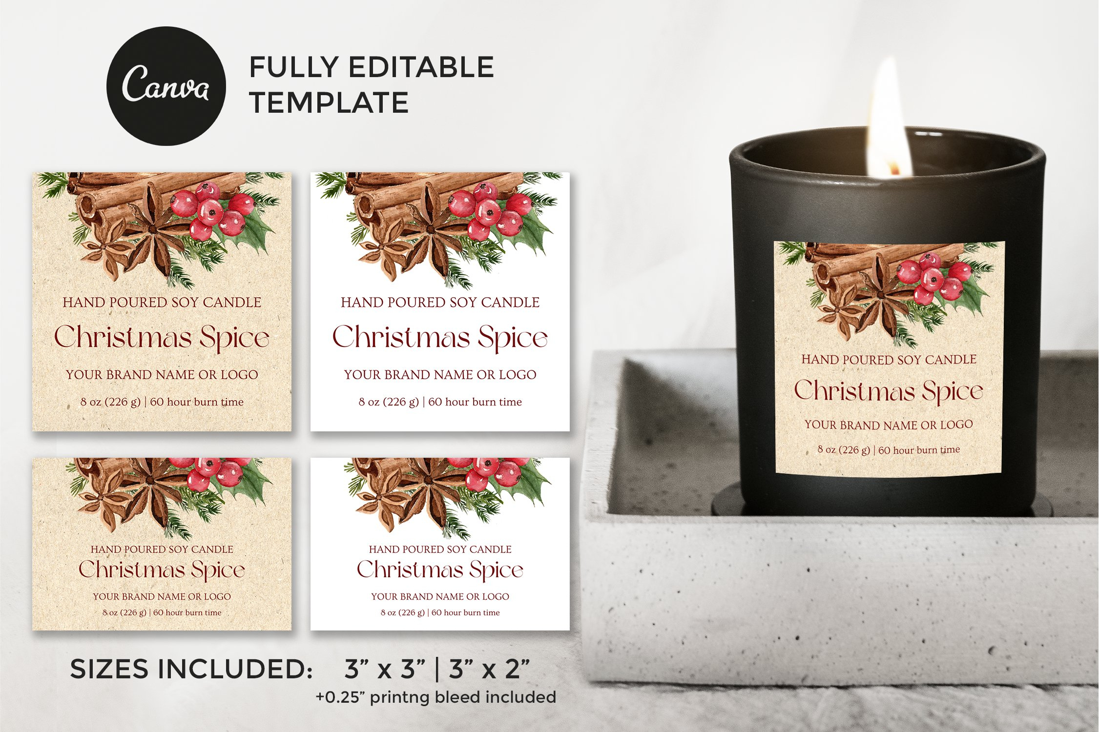 Retro Christmas Candle Labels Template (2208774) within Christmas Candle Label Template