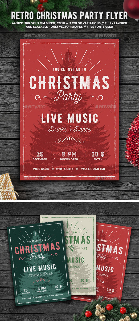 Rustic Christmas Party Flyer, Print Templates | Graphicriver intended for Christmas Concert Flyer Template