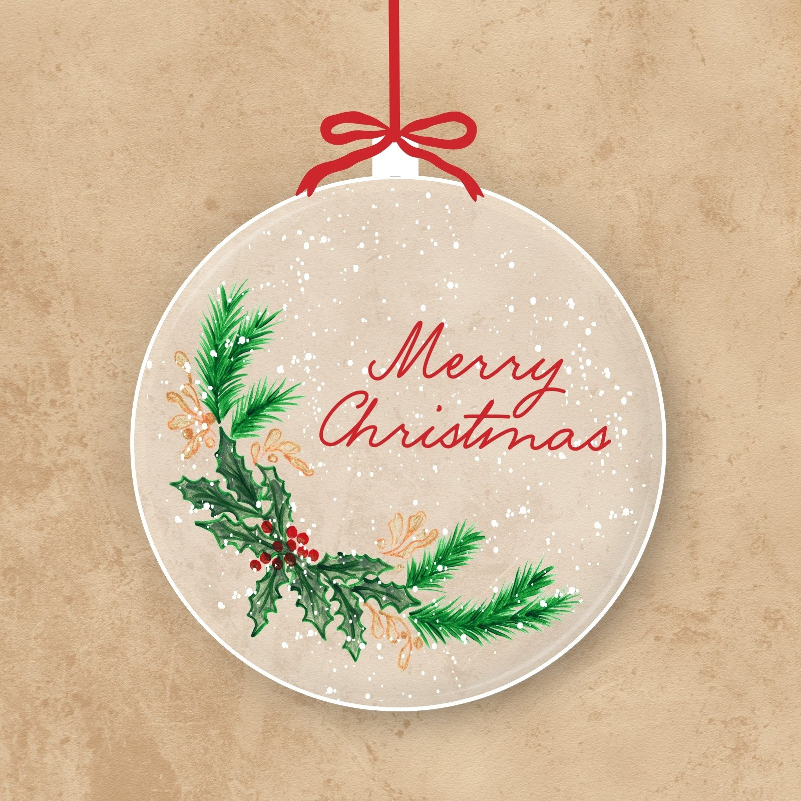 Rustic Watercolor Animated Snow Christmas Glass Bauble Greeting Instagram Post intended for Christmas Bauble Card Template