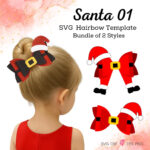 Santa Claus Christmas Hair Bow | Hairbow Template | Faux Leather Intended For Christmas Hair Bow Template