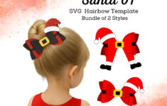 Santa Claus Christmas Hair Bow | Hairbow Template | Faux Leather intended for Christmas Hair Bow Template