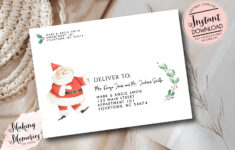 Santa Editable Christmas Envelope Template, Addressed Christmas for Christmas Card Envelope Template