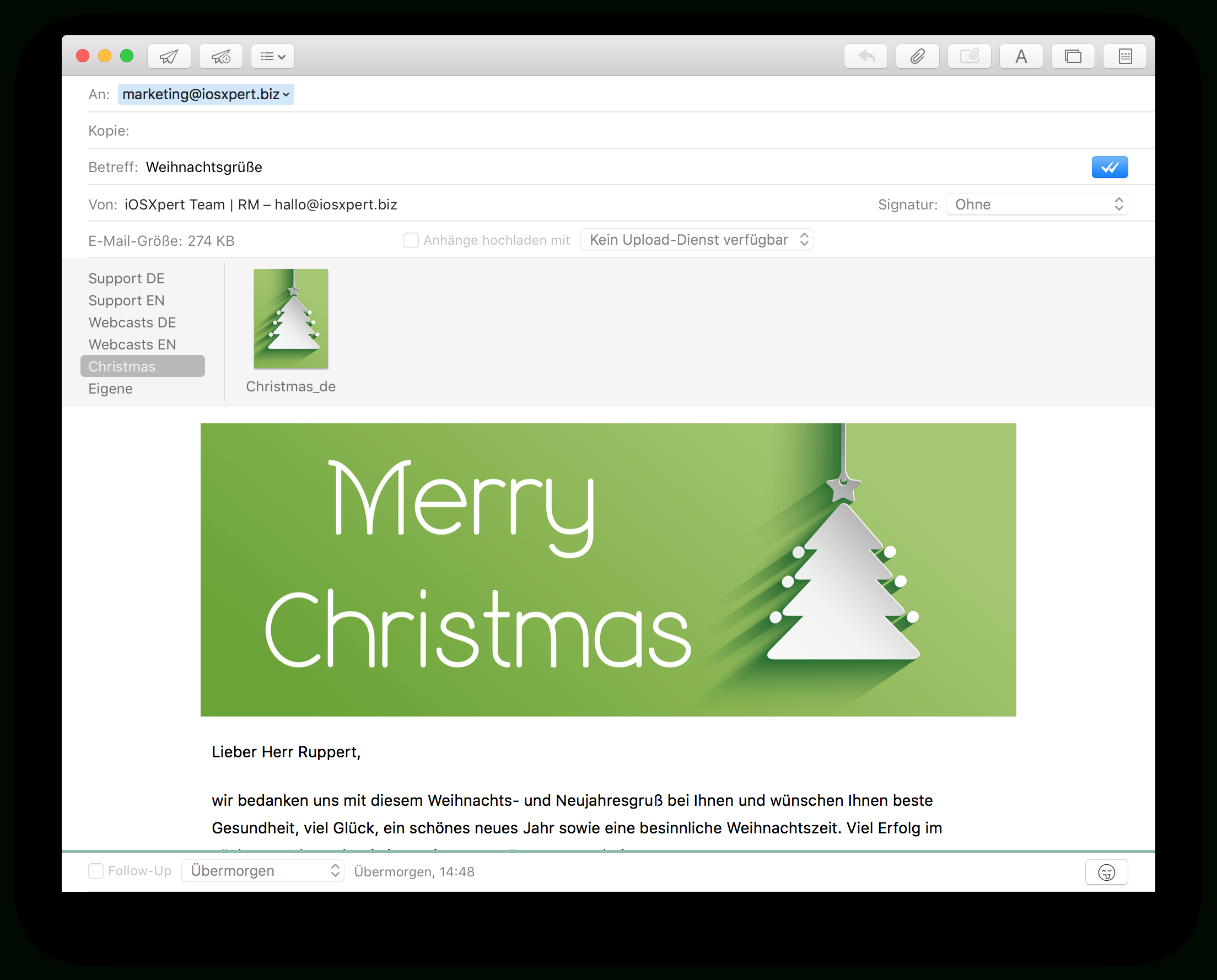 Season'S Greetings With Daylite - Iosxpert in Apple Mail Christmas Template