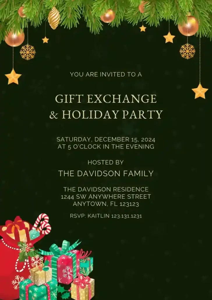 Christmas Gift Exchange Invitation Email Template