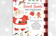 Secret Santa Gift Exchange Invitation Christmas Party Invite within Christmas Gift Exchange Invitation Template