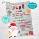 Secret Santa Invitation, Gift Exchange Party, Editable Christmas With Christmas Gift Exchange Invitation Email Template