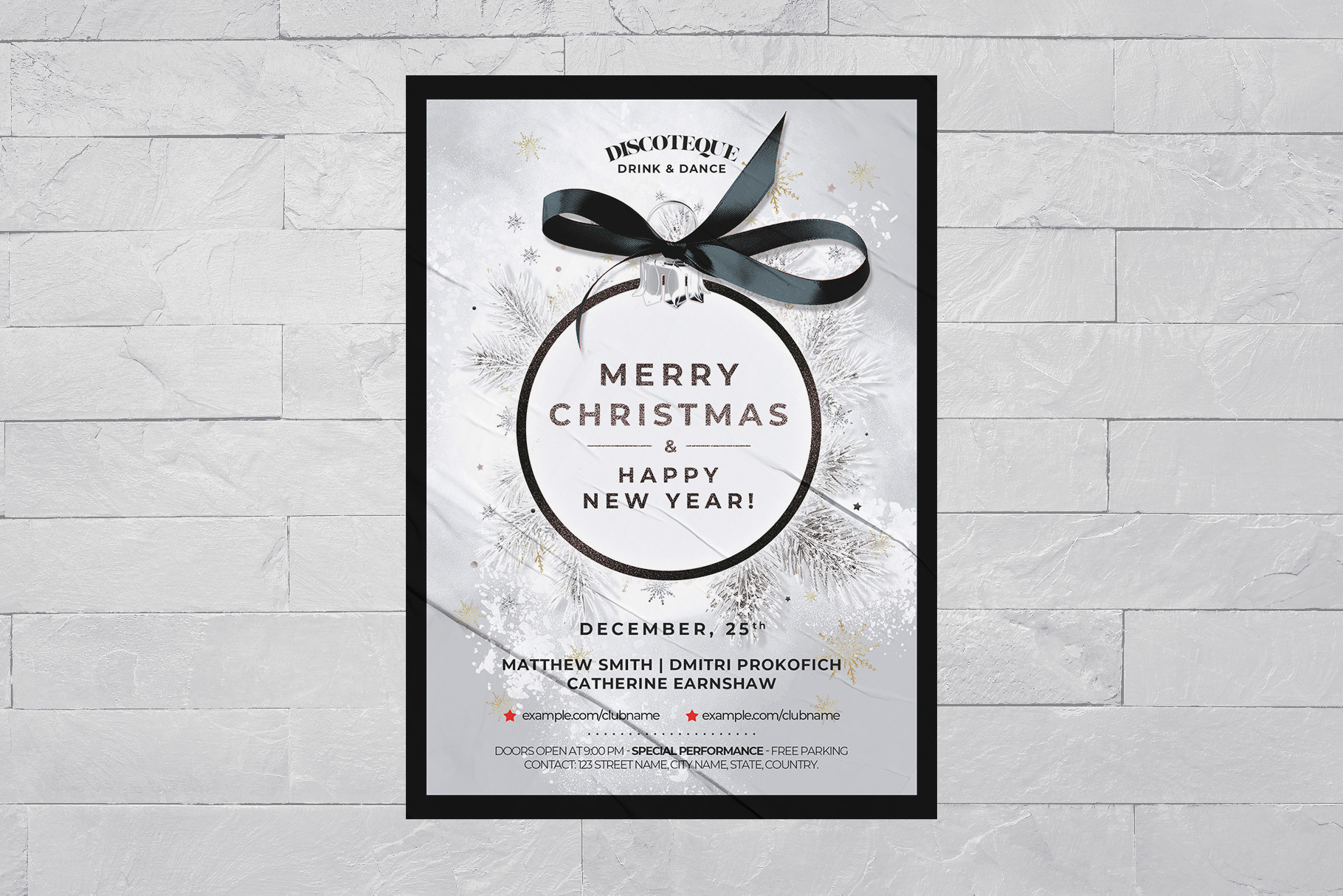 Silver Christmas Flyer Template in Christmas Flyer Template Black And White