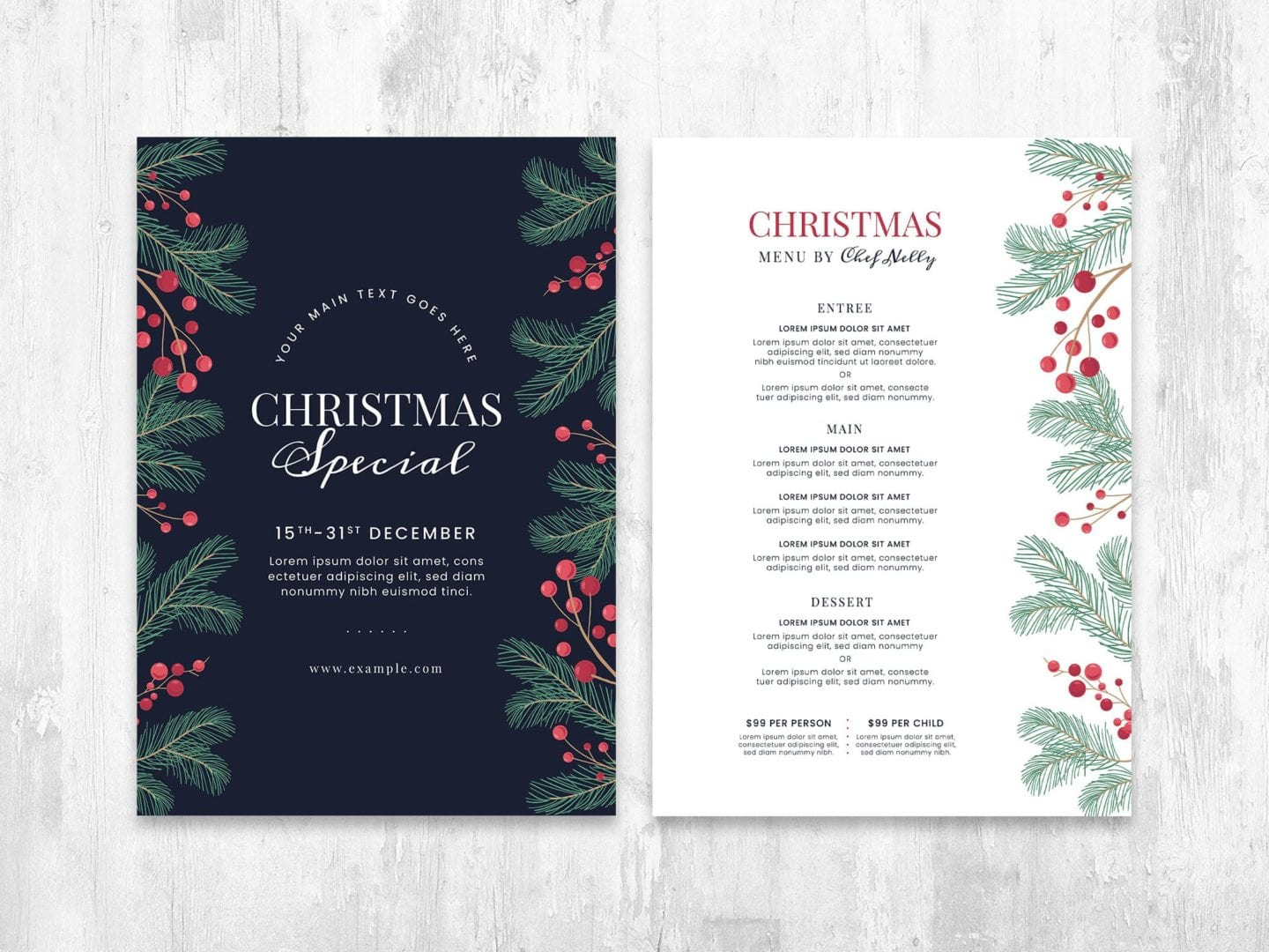 Simple Christmas Menu Poster Template [Adobe Illustrator] - Brandpacks pertaining to Christmas Dinner Poster Template