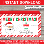 Small Christmas Envelope (From Santa)   Red & Green Throughout Christmas Envelope Template