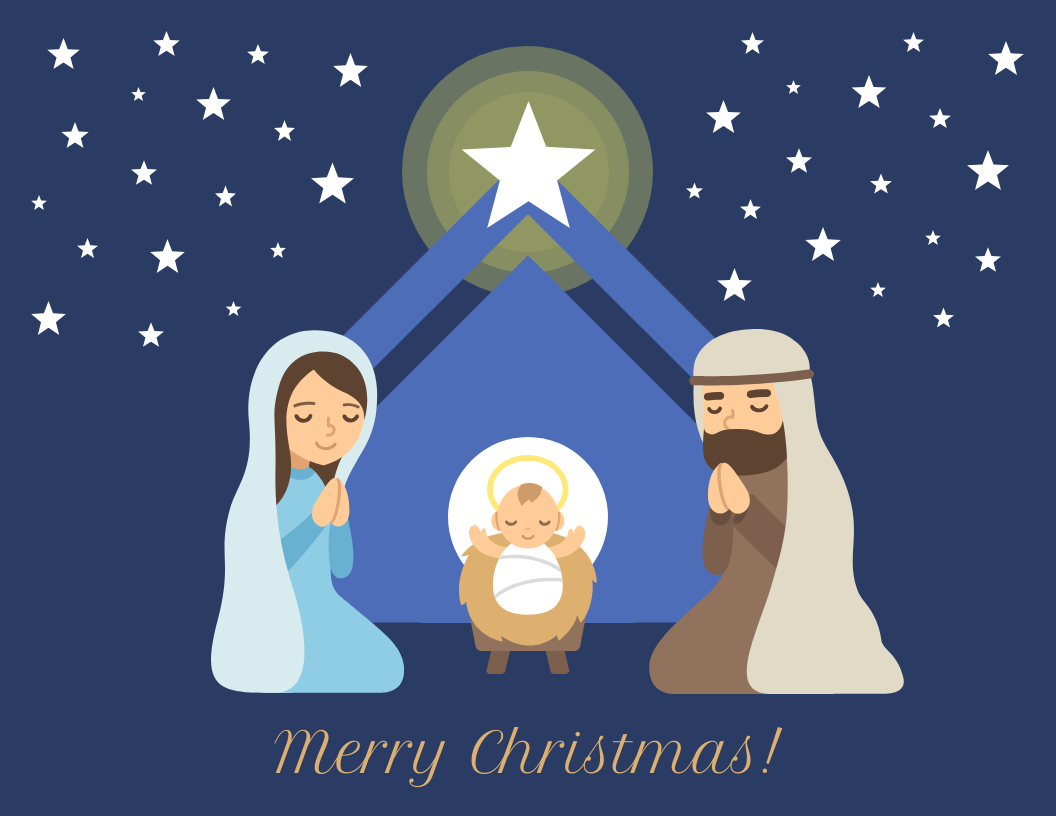Starry Night Religious Christmas Card - Venngage within Christian Christmas Card Template