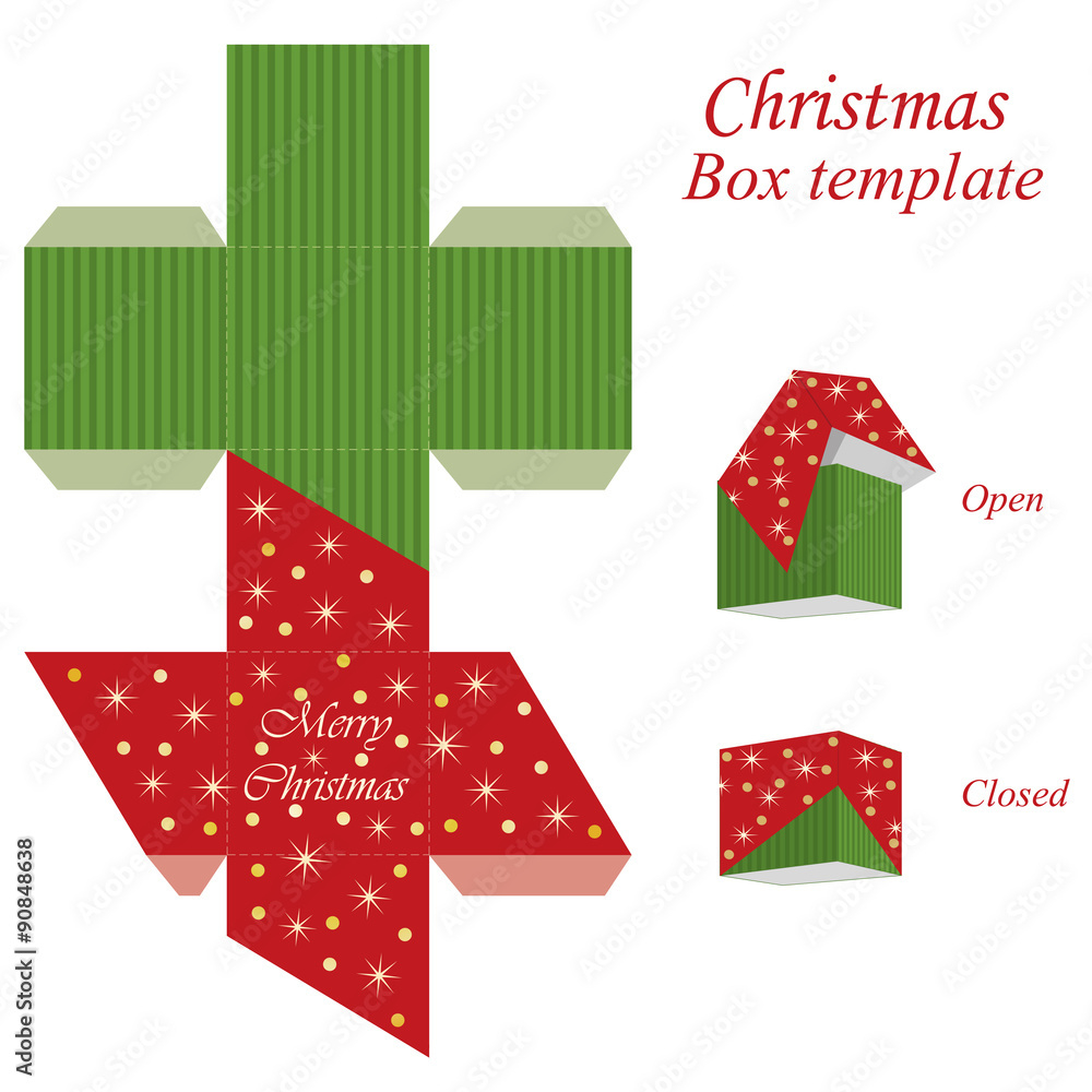 Stock-Vektorgrafik „Christmas Gift Box Template“ | Adobe Stock regarding Christmas Box Photo Template