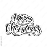 Stock Vektorgrafik „Merry Christmas. Hand Drawn Calligraphy Text Inside Black And White Christmas Template