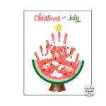 Summer Watermelon Tree Handprint Craft Art Printable Template Within Christmas In July Template