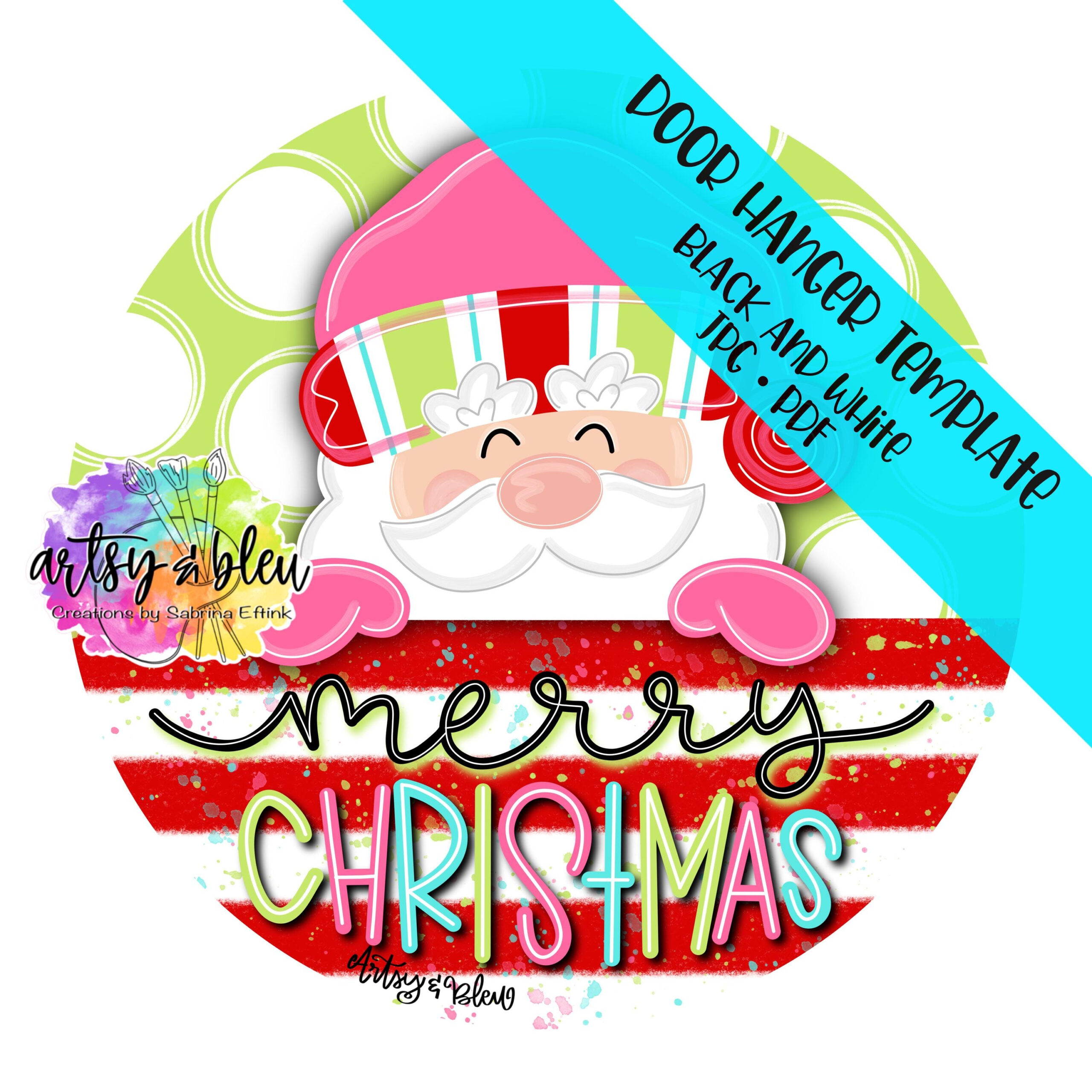 Template Door Hanger: Santa Merry Christmas - Etsy regarding Christmas Door Hanger Template