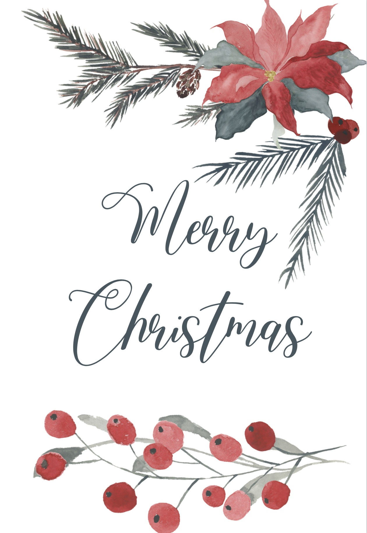 Vertical Watercolor Merry Christmas Card | Free Iwork Templates within Christmas Card Template Vertical