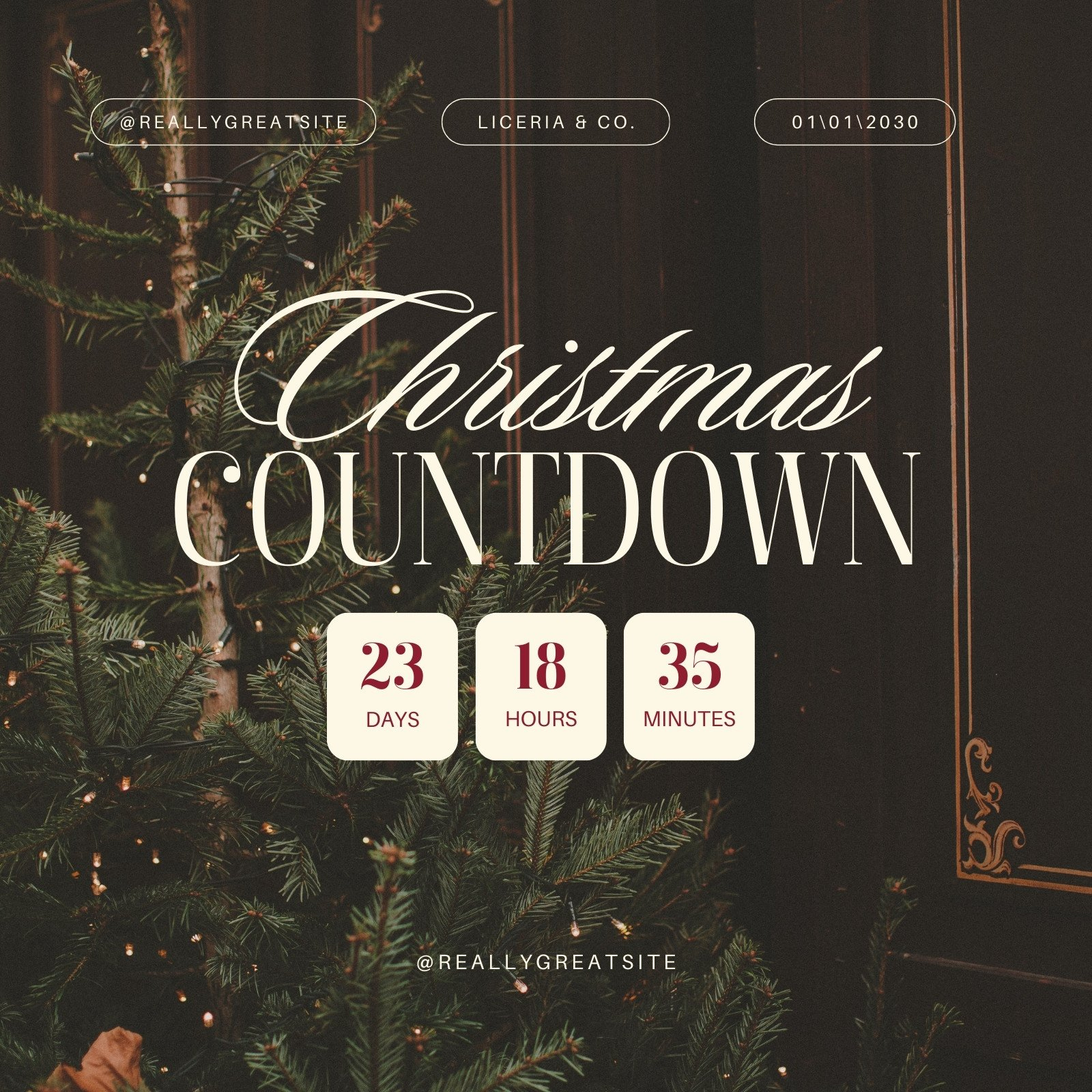 Vintage Christmas Countdown Animated Instagram Post with regard to 12 Days of Christmas Video Template