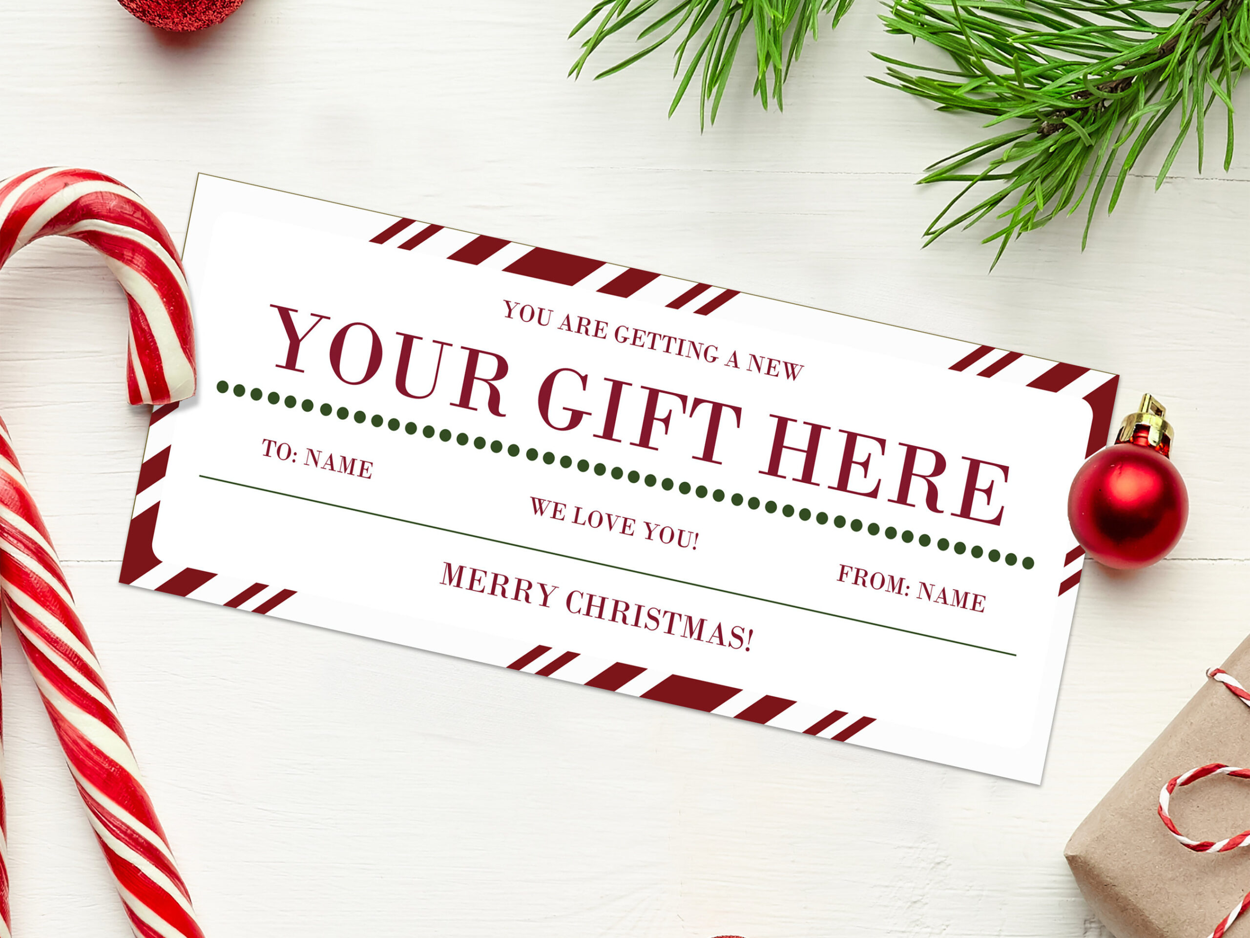 Weihnachten Ihr Geschenk Hier Zertifikat Coupon - Instant Download for Christmas Gift Iou Template