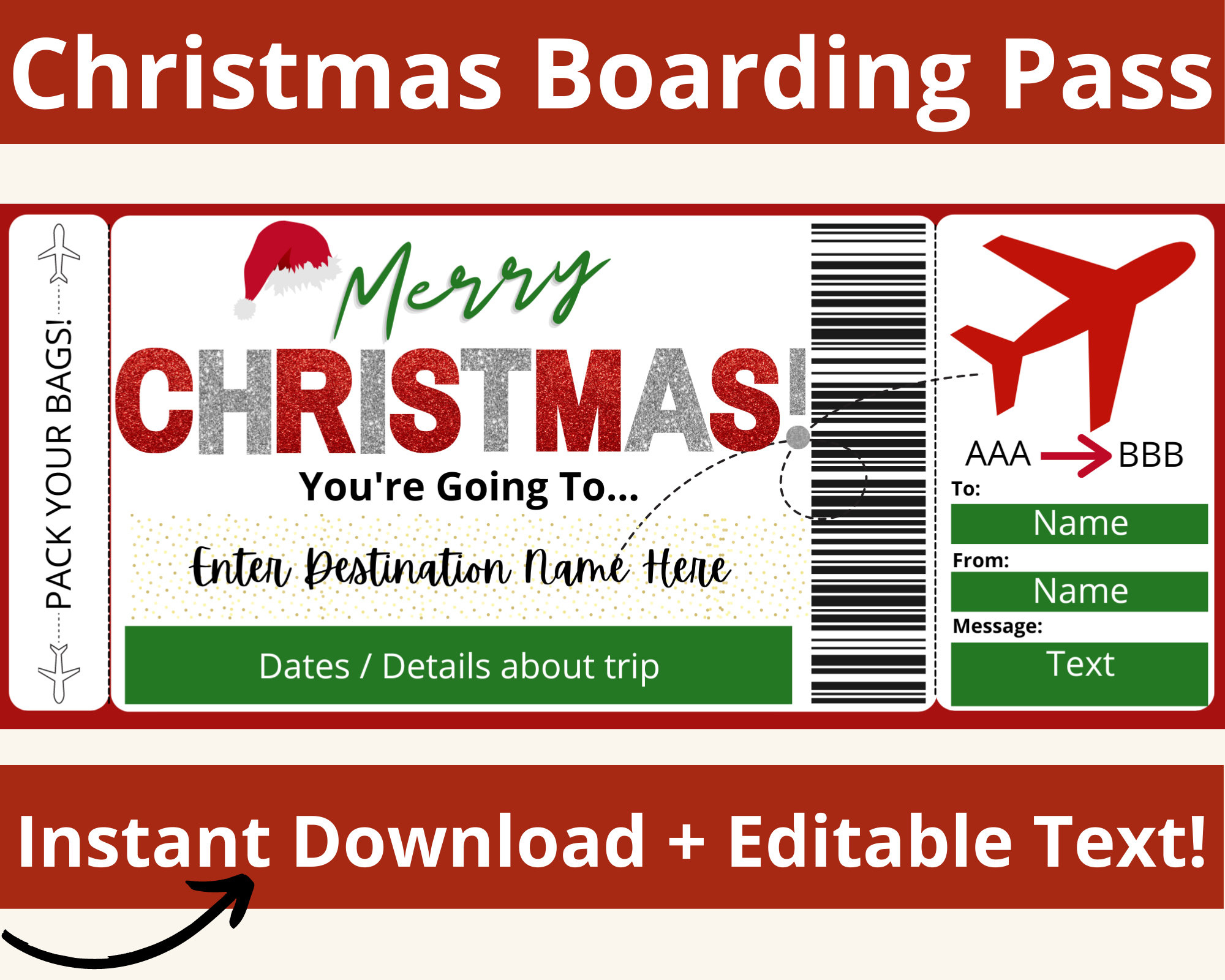 Weihnachts Bordkarte. Bordkarte Vorlage. Überraschungsreise within Boarding Pass Template Christmas