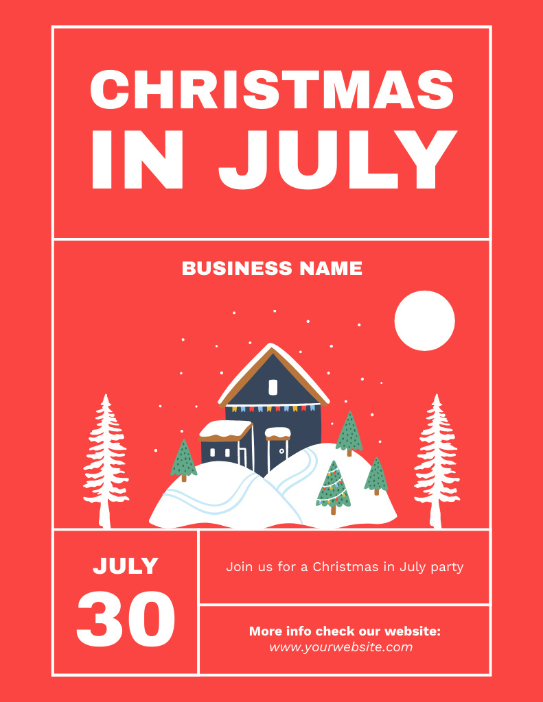 Whimsical Experience The Joy Of Christmas In July Online Flyer within Christmas in July Card Template