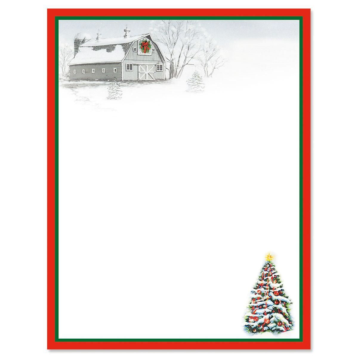 Winter Barn Christmas Stationery ‚Äì For Holiday Letters, Hand pertaining to Christmas Card Template 8.5 X 11