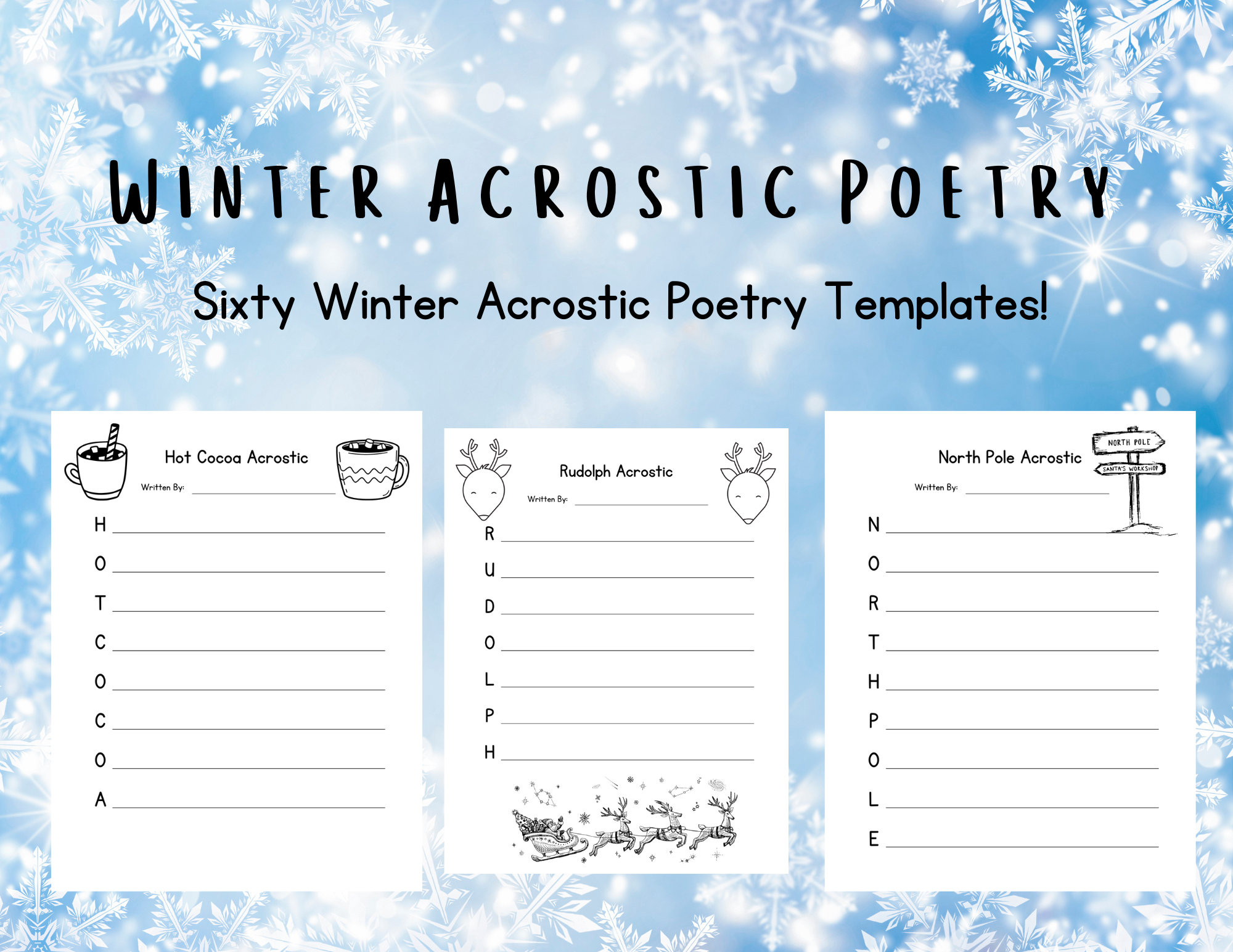 Winter, Christmas Acrostic Poetry - Etsy throughout Christmas Acrostic Poem Template