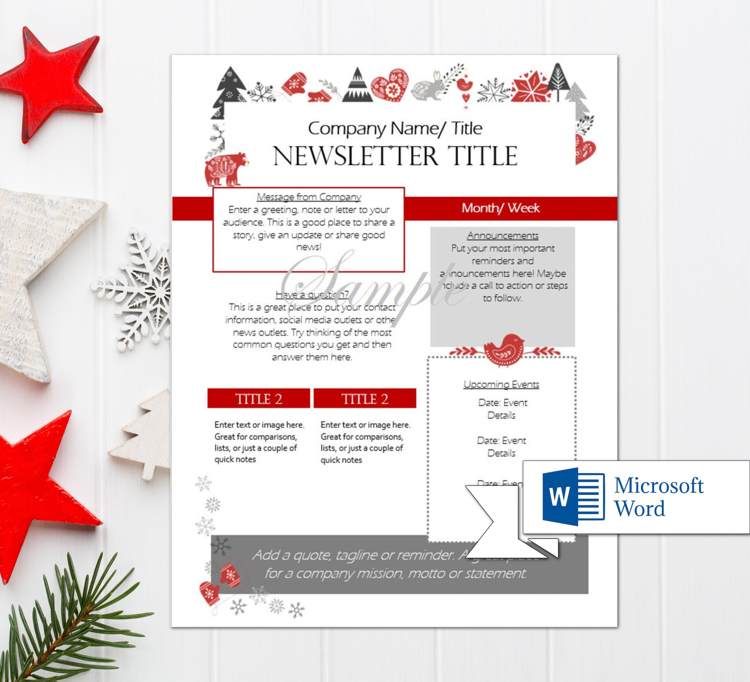 Winter Newsletter - Etsy.de throughout Blank Christmas Newsletter Template