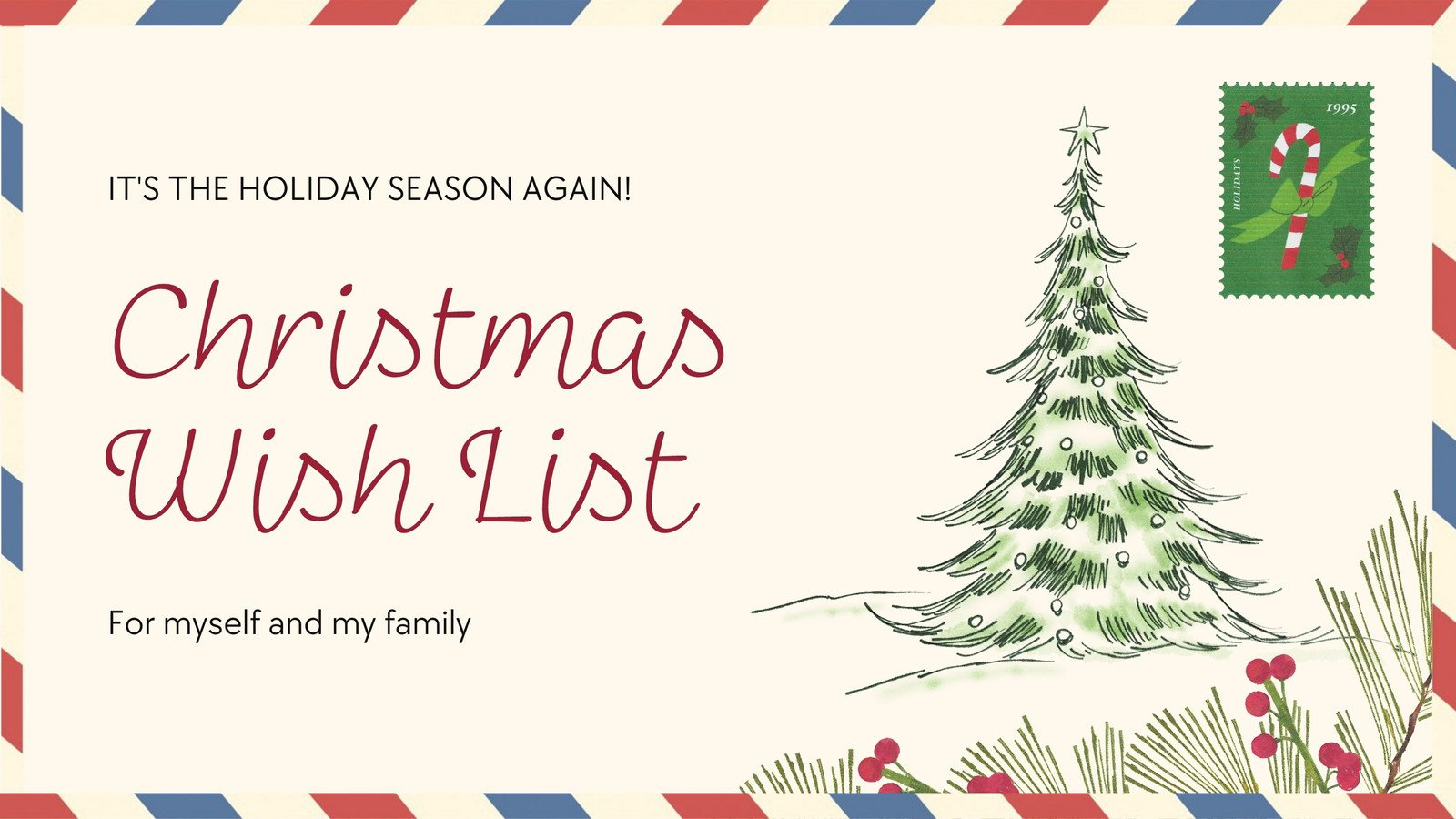 Wishlist Christmas Presentation In Cream Red Scrapbook Style for Aesthetic Christmas Slideshow Template