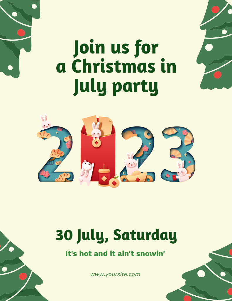 Wonderful Notice Of Christmas Party In July Online Flyer Template pertaining to Christmas In July Poster Template