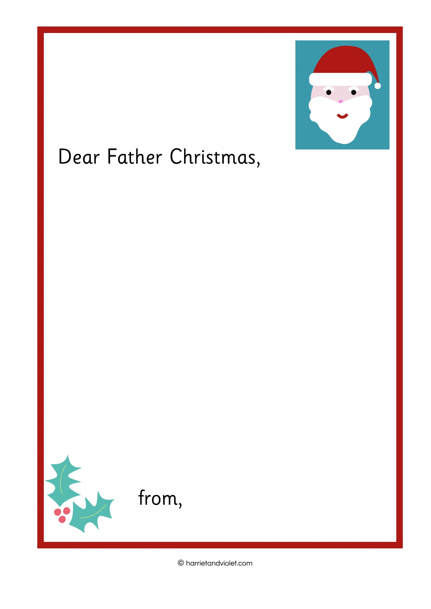 Writing A Letter To Father Christmas - Printable Teaching inside Letter To Father Christmas Template