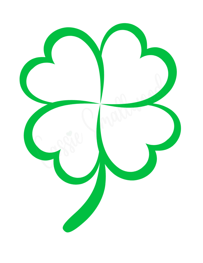 12 Cute Four Leaf Clover Printable Templates (Free!) - Cassie intended for Shamrock 4 Leaf Clover Template